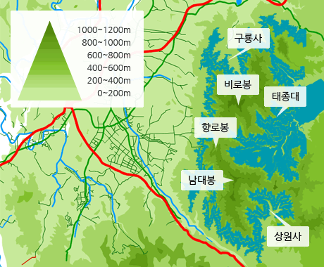 고도별 물푸레나무 분포도