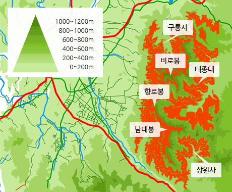 고도별 층층나무 분포도