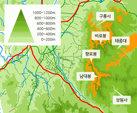 고도별 노루오줌 분포도