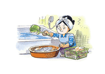 청소하는 그림 이미지