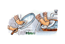 세척하는 그림 이미지