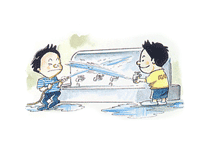 물장난 그림 이미지