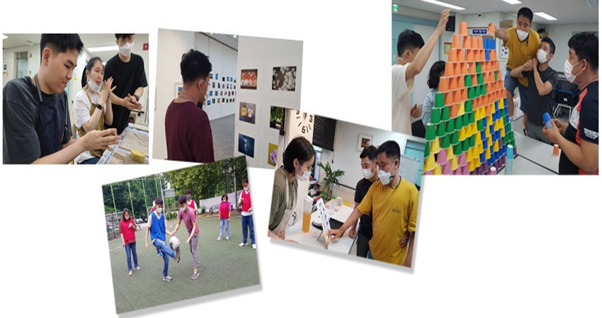 노인들이 활동하는 여러 모습을 합쳐놓은 사진